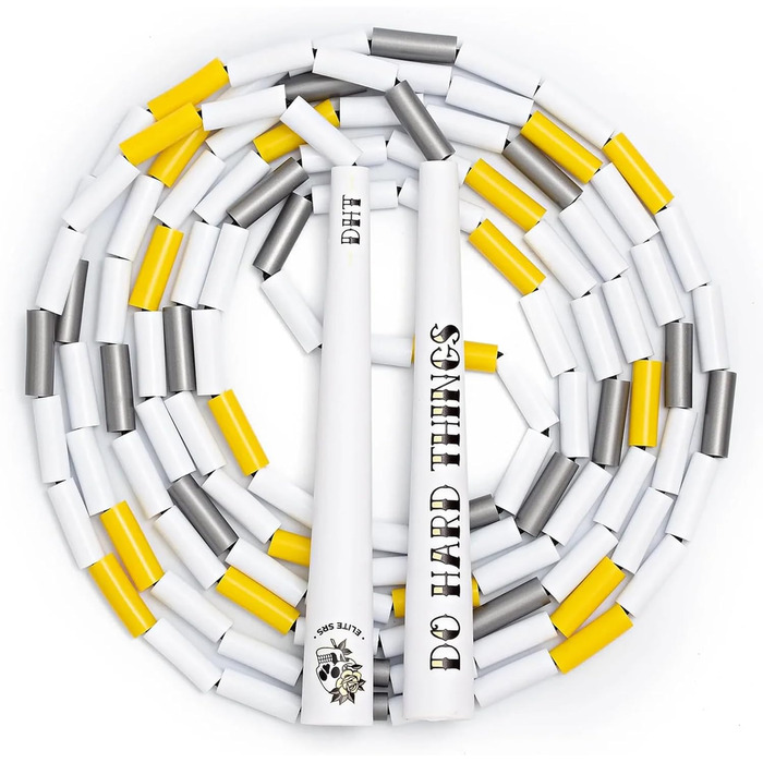 Стрибковий скакалка EliteSRS для фітнесу - міцна, з регулюванням, без спутанню, для всього тіла. Скакалка з пластиковими намистинами, 6.5'' ручки, для занять в приміщенні та на вулиці.