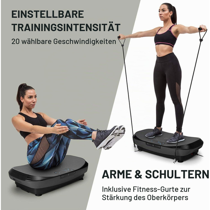 Віброплатформа Klarfit Vibe 4DX Pro професійний тренажер для всього тіла, 300 Вт, 4D-режим TripleMotor, робоча поверхня 71,5x43,5 см, сірий/чорний