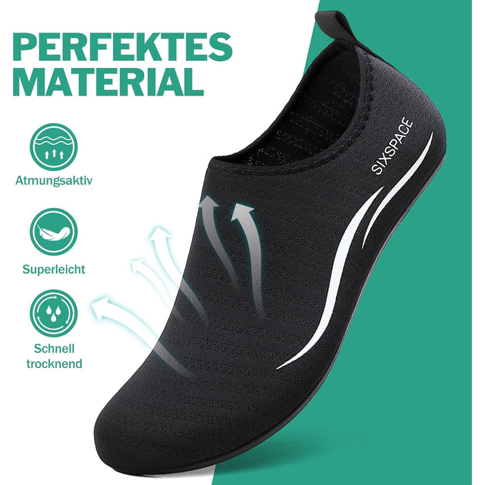 Шкарпетки для плавання та водних видів спорту (чоловічі/жіночі) – дихаючі, швидковисихаючі, розмір 34-47, колір чорний