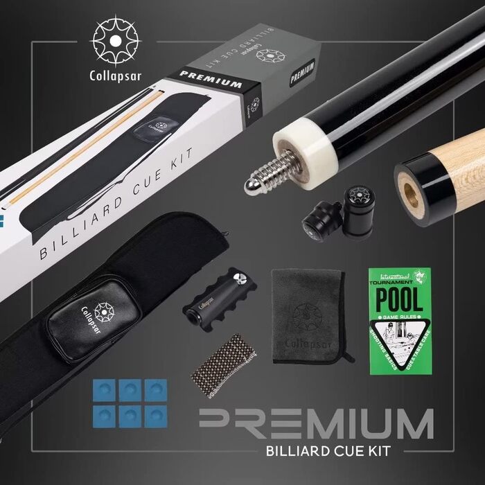 Набір для більярду Collapsar: 2 киї, 147.3 см, 19 ounce (чорний)