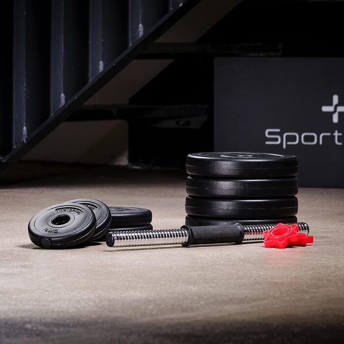 Гантеля SportPlus 15 кг зірковий замок, нековзка ручка, захисне покриття