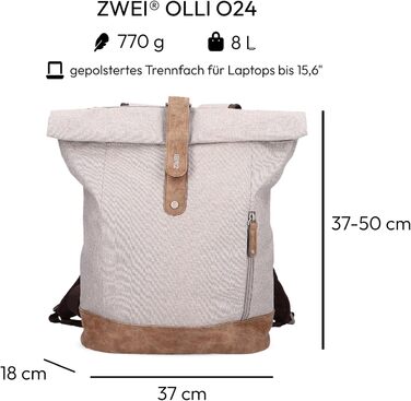 Рюкзак Zwei Olli O24 Rolltop 15 л, водостійкий, міцний, у стилі канвас, для школи та ноутбука, підходить для підлітків, жінок і чоловіків