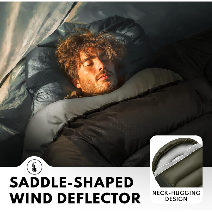 Спальний мішок XXL для дорослих, тепла погода, для кемпінгу, зими, походів, полювання, подорожей (2,4 кг, армійний зелений)