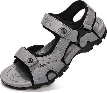 Чоловічі сандалі HEVA з натуральної шкіри для активного відпочинку, трекінгу та піших прогулянок (44 EU, сірі)