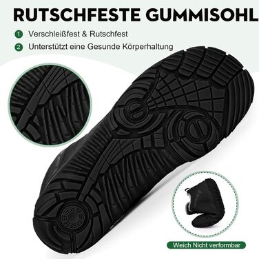 Босижні зимові черевики Ruyi: теплий підкладка, водонепроникність, підошва з протектором, широка передня частина (W09, чорний, 36 EU)