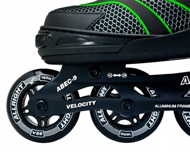 Ролики регульовані Allright Velocity, чорно-зелені, р. 39-42