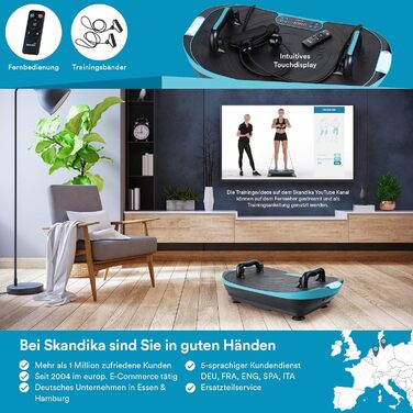 Вібраційна платформа Skandika V2 з тренувальними ручками та еспандерами, осцилююча вібрація, вигнутий дизайн, тихий мотор, 99 рівнів, LCD-дисплей, багатофункціональний тренажер для дому