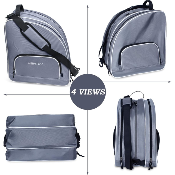 Сумка для роликів та ковзанів для дітей та дорослих (28-45 EU), сіра - L