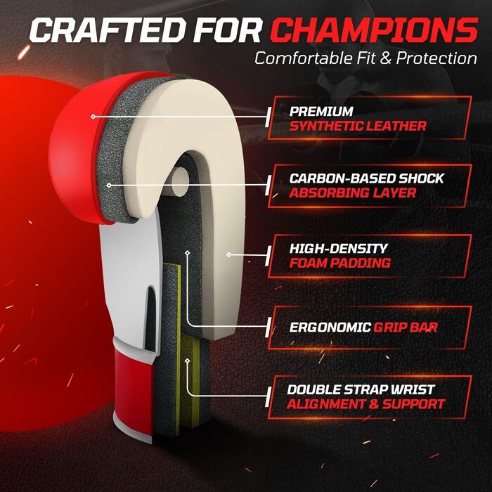 Боксерські рукавички Flexzion для спарингу та тренувань, Muay Thai, кікбоксинг, важкі мішки, захисне обладнання для рук