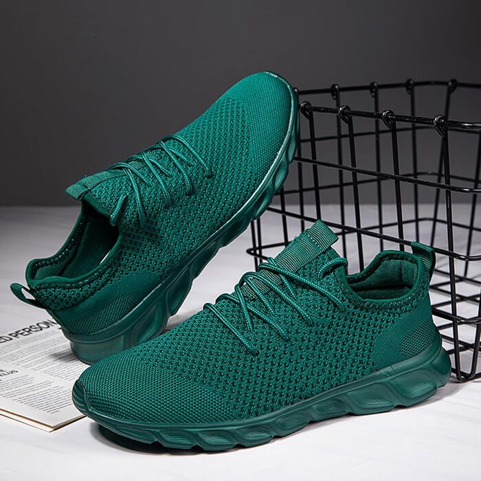 Чоловічі кросівки для ходьби, бігу та занять спортом. Легкі, дихаючі, для залу та вулиці. Модель 46 EU, темно-зелені