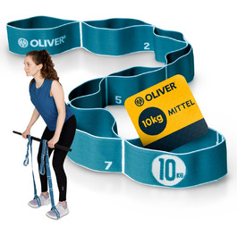 Еластична фітнес-стрічка Oliver Tex-O Maxiband 118 см з 8 петлями для йоги, реабілітації, тренувань, різна жорсткість, прана