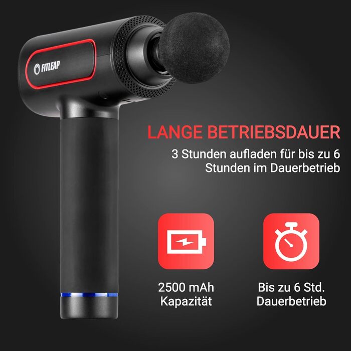 Масажний пістолет Fitleap Pro з 6 насадками та 6 режимами, 3200 об/хв, USB-C, для масажу м'язів шиї, спини, плечей і ніг