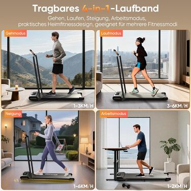 Біговий доріжка TISSCARE для дому та офісу: тиха модель з регулюванням нахилу, LED-дисплеєм, вагою до 130 кг та ручкою підтримки