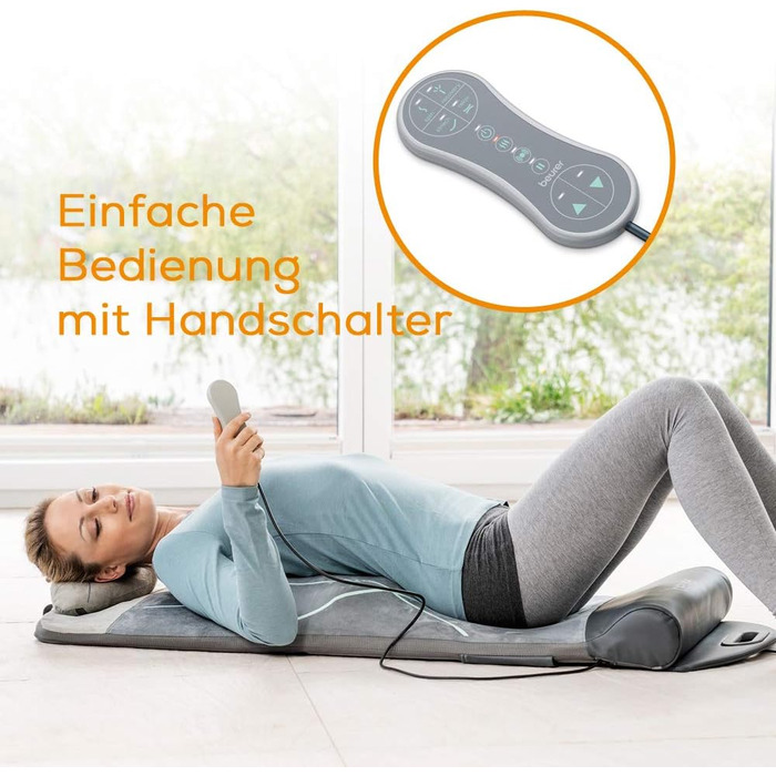Масажна килимок Beurer MG 280 для йоги та розтяжки, для розслаблення м'язів, для шиї, плечей та спини, складний, сірий