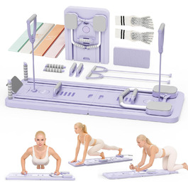Реформатор Pilates Northdeer, оновлена модель 2025, складаний тренажер Pilates 8 в 1 для дому, фітнес (фіолетовий)