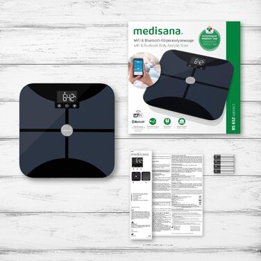 Medisana BS 652 – розумна вага-аналізатор до 180 кг з Wi-Fi/Bluetooth, для вимірювання жиру, води, м'язової та кісткової маси, сумісна з додатком VitaDock+
