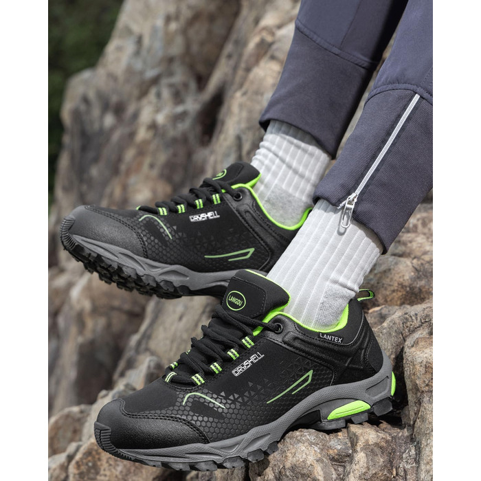 Туфлі для хайкінгу чоловічі та жіночі, водонепроникні, легкі, трекінгові, туристичні, дихаючі, для активного відпочинку, 38-46 EU (43 EU, Чорний/Зелений)