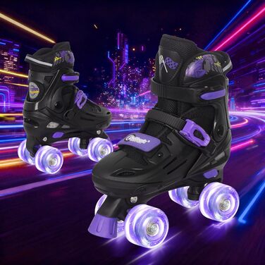 Роликові ковзани Nattork для дітей, регульовані, з LED, фіолетові, розмір 37-41