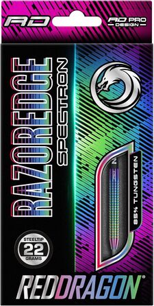 Професійні дартси Red Dragon Razor Edge Spectron 22 г, вольфрам, сталевий наконечник, з оперенням і стрижнями