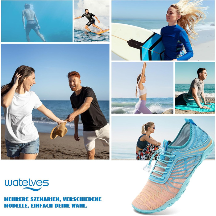 Шкарпетки для плавання WateLves: аквашузи для дорослих та дітей, швидковисихаючі, унісекс, білі, фіолетові, помаранчеві, сині (41 EU)