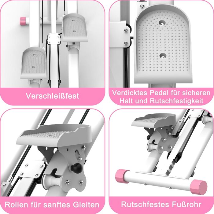 Сходи-степер з регульованим опором для дому – тренажер для кардіотренувань з LCD-дисплеєм та компактним дизайном | Ідеальний для домашнього спортзалу, квартири та офісу (Білий)