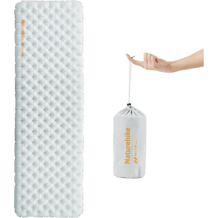 Килимок для кемпінгу Naturehike Thermal 3.2R, 4-сезонний, -5℃, сірий, XL. Ультралегкий, високий R-значення, для зими.