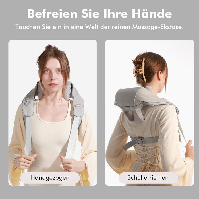 Масажер для шиї та спини з підігрівом, Shiatsu масажер для шиї, спини, плечей, талії та ніг, для розслаблення м'язів, сірий (ідеальний подарунок)