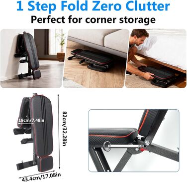 Складана лава для тренувань Hantelbank, 300 кг, регульована, багатофункціональна, для всього тіла