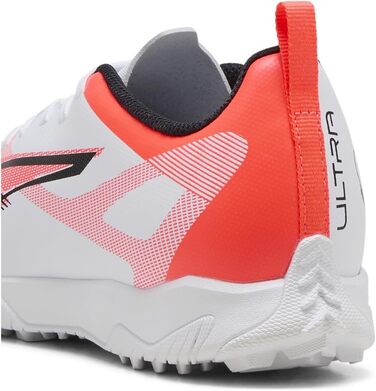 Дитячі футбольні бутси PUMA Ultra 5 Play Tt Jr - біло-чорні з червоними світловідбивачами, 34 EU