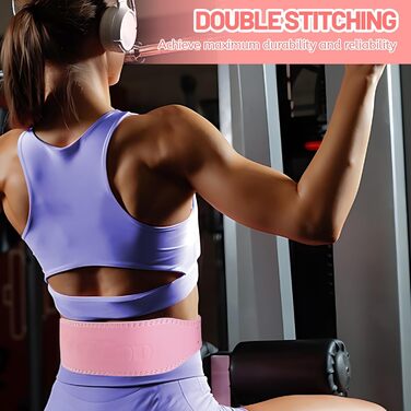 Лляний пояс для важкої атлетики для жінок з підтримкою попереку 10,2 см для пауерліфтингу та присідань (Великий, Рожевий)