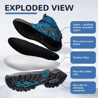 Дитячі зимові черевики ASHION для хлопчиків та дівчаток, снігоступи, теплі, з підкладкою, трекінгові черевики (33 EU, небесно-блакитний)