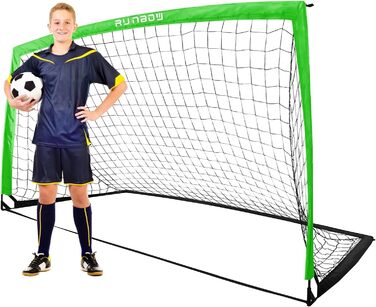 Ворота для футболу RUNBOW для дітей, портативні, для двору, дитяче тренування, з сумкою для перенесення, 2,7 x 1,5 м (зелені)