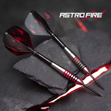 Набір дартсів Darts Corner Astrofire 21 г — 90% вольфрам, сталеві наконечники, 6 флайтів, 6 шафтів, кейс, картка, кільця