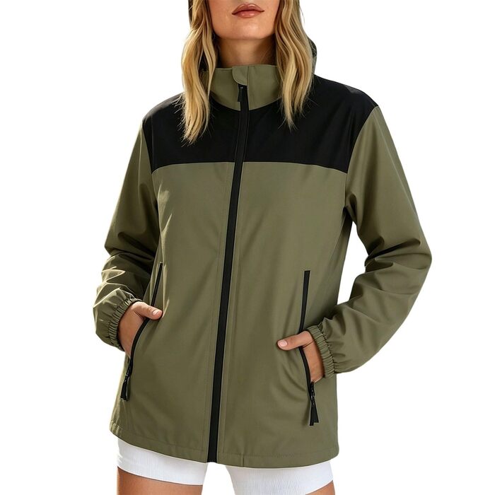Жіноча водонепроникна куртка-софтшелл з капюшоном Outdoor: вітрівка для похідів, їзди на велосипеді та спорту, зелена, розмір M