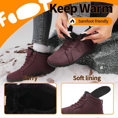 Водонепроникні черевики-сліпони для ходьби Barfußschuhe: жіночі та чоловічі, широкі, теплий підкладка, Zero Drop, антиковзаючі, 38 EU, бордовий