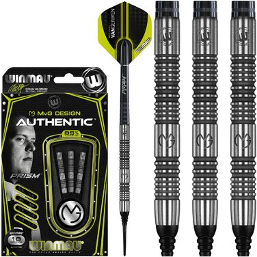 Дартс набір WINMAU Michael Van Gerwen MvG Authentic 22г, професійний, вольфрамовий, Softip, з оперенням і стрижнями