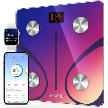Ваги RENPHO для тіла з аналізом складу, Bluetooth, 180 кг, аналіз жиру, BMI, м'язової маси, протеїну, BMR