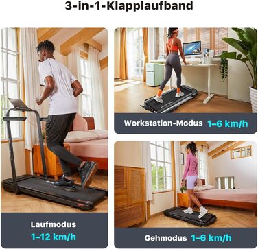 Електричний біговий тренажер Mobvoi Home Laufband SE з AI, 2.5 PS, 12 км/год, компактний, складний, з пультом, для дому, сумісний з TicSports APP, до 120 кг, срібний