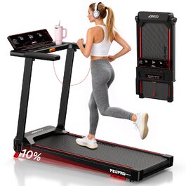 Біговий тренажер JOROTO з нахилом 10%, складаний, до 12 км/год, LED-дисплей, Bluetooth, 2.75 HP, для дому та офісу, до 130 кг
