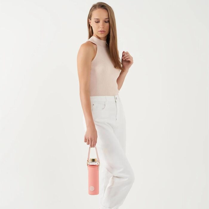 Скляна пляшка Botty Bag 550 мл з неопреновим чохлом, герметична, для гарячих і холодних напоїв, коралова