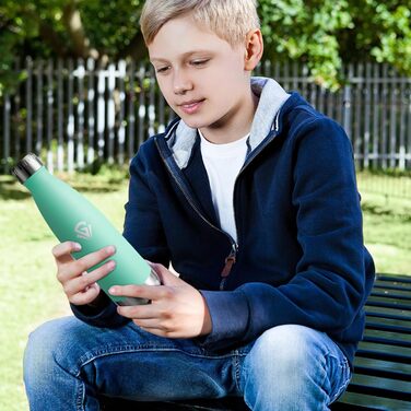 Термос-пляшка 750 мл, термокана з подвійними стінками, для газованої води, без BPA, витокозахисна, ізольована фляка з нержавіючої сталі для університету, роботи, подорожей, спорту, активного відпочинку, хлопчиків та дівчаток, темно-зелена