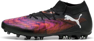 Футбольні бутси PUMA Future 8 Match Mg - чорно-білі з червоним світінням, 42 EU