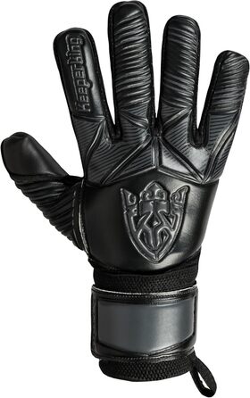 Футбольні воротарські рукавички Keeperking для дітей, підлітків та дорослих. Без захисту пальців, 4 мм латекс, довга долоня, унісекс, чорний.