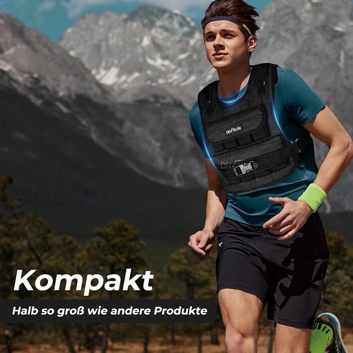 Вага для тренувань DH FitLife, регульована, 10/20 кг, чорна | Вага для бігу та силових тренувань, для жінок та чоловіків