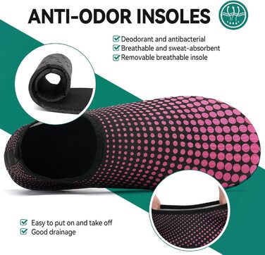 Аквашузи для плавання та йоги: легкі, швидковисихаючі, з антиковзким покриттям для жінок та чоловіків (39 EU), рожево-червоні