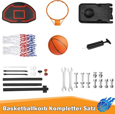 Баскетбольний кошик UISEBRT вуличний з м'ячем та насосом для дітей - стійка 156-208 см, регульована висота, мобільна баскетбольна установка на колесах, міні кошик для гри в приміщенні та на вулиці