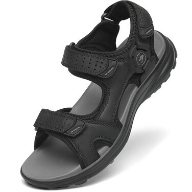 Чоловічі сандалі FLARUT для трекінгу та активного відпочинку, шкіра, відкритий носок, чорні, 44 EU