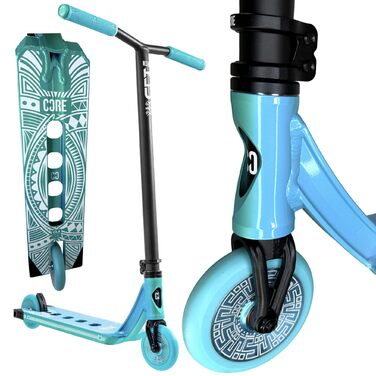 Трюковий самокат CORE Stunt Scooter 110mm, ABEC 9, для початківців та профі, 78-96 см, + стікер Fantic26 (Park CL1, бірюзовий)