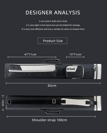 Кейс для більярдних київ CRICAL 2x4: для 2 київ-баттів та 4 київ-шафтів, з жорстким корпусом, аксесуари для більярду