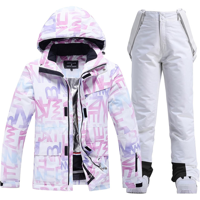 Модна жіноча гірськолижна куртка та штани, водонепроникні, вітронепроникні, кольорові, з принтом, розмір L